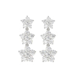 14K WHITE GOLD 3CT ROUND DIAMOND LADIES LINEAR EARRINGS