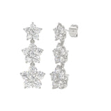 14K WHITE GOLD 3CT ROUND DIAMOND LADIES LINEAR EARRINGS
