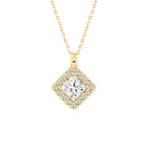14K YELLOW GOLD 1 1/4CT ROUND/PRINCESS DIAMOND LADIES PENDANT WITH CHAIN (CENTER STONE PRINCESS DIAMOND 1CT