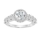14K WHITE GOLD 2 3/4CT ROUND DIAMOND LADIES RING (CENTER STONE ROUND DIAMOND 1CT )