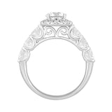 14K WHITE GOLD 2 3/4CT ROUND DIAMOND LADIES RING (CENTER STONE ROUND DIAMOND 1CT )