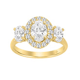LADIES RING 2 1/4CT ROUND/OVAL DIAMOND 14K YELLOW GOLD (CENTER STONE OVAL DIAMOND 1CT )