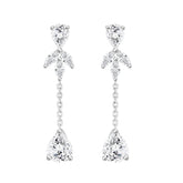 LADIES LINEAR EARRINGS 6CT MARQUISE/PEAR DIAMOND 14K WHITE GOLD
