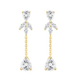 LADIES LINEAR EARRINGS 6CT MARQUISE/PEAR DIAMOND 14K YELLOW GOLD
