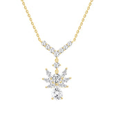 LADIES NECKLACE 3 3/4CT ROUND/PEAR/MARQUISE DIAMOND 14K YELLOW GOLD