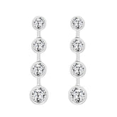 LADIES LINEAR EARRINGS 2CT ROUND DIAMOND 14K WHITE GOLD