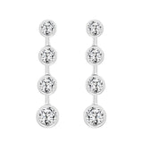 LADIES LINEAR EARRINGS 2CT ROUND DIAMOND 14K WHITE GOLD