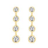 LADIES LINEAR EARRINGS 2CT ROUND DIAMOND 14K YELLOW GOLD