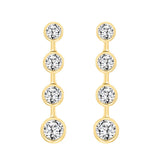 LADIES LINEAR EARRINGS 2CT ROUND DIAMOND 14K YELLOW GOLD