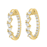 LADIES HOOP EARRINGS 4 3/4CT PEAR/ROUND DIAMOND 14K YELLOW GOLD