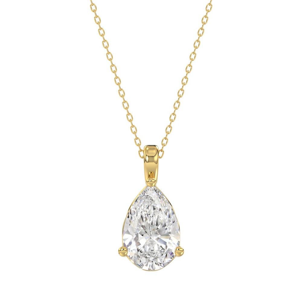 LADIES SOLITAIRE PENDANT 3CT PEAR DIAMOND 14K YELLOW GOLD