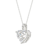 LADIES SOLITAIRE PENDANT WITH CHAIN 3CT HEART DIAMOND 14K WHITE GOLD