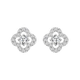 LADIES STUD EARRINGS 1CT ROUND DIAMOND 14K WHITE GOLD