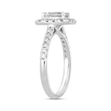 LADIES RING 1 1/2CT ROUND/EMERALD DIAMOND 14K WHITE GOLD (CENTER STONE EMERALD DIAMOND 1CT)