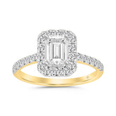 LADIES RING 1 1/2CT ROUND/EMERALD DIAMOND 14K YELLOW GOLD (CENTER STONE EMERALD DIAMOND 1CT)