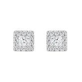 14K WHITE GOLD 1.00CT ROUND/PRINCESS DIAMOND LADIES EARRINGS