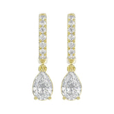 LADIES EARRINGS 1 1/4CT PEAR/ROUND DIAMOND 14K YELLOW GOLD (CENTER STONE PEAR DIAMOND 1CT)