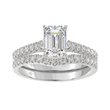 14K WHITE GOLD 2.00CT ROUND/EMERALD DIAMOND LADIES BRIDAL SET (CENTER STONE EMERALD DIAMOND 1 1/2CT