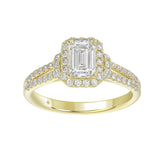 LADIES RING 1 1/2CT ROUND/EMERALD DIAMOND 14K YELLOW GOLD (CENTER STONE EMERALD DIAMOND 1CT)