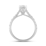 LADIES RING 2CT ROUND/EMERALD DIAMOND 14K WHITE GOLD (CENTER STONE EMERALD DIAMOND 1 1/2CT )