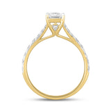 LADIES RING 2CT ROUND/EMERALD DIAMOND 14K YELLOW GOLD (CENTER STONE EMERALD DIAMOND 1 1/2CT )
