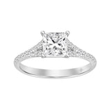 LADIES RING 1 1/4CT ROUND/PRINCESS DIAMOND 14K WHITE GOLD (CENTER STONE PRINCESS DIAMOND 1CT)