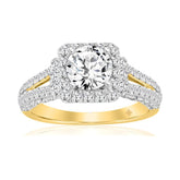 LADIES RING 2CT ROUND DIAMOND 14K YELLOW GOLD (CENTER STONE ROUND DIAMOND 1CT )