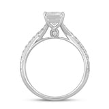 LADIES RING 2CT ROUND/EMERALD DIAMOND 14K WHITE GOLD (CENTER STONE EMERALD DIAMOND 1 1/2CT )