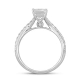 LADIES RING 2CT ROUND/EMERALD DIAMOND 14K WHITE GOLD (CENTER STONE EMERALD DIAMOND 1 1/2CT )