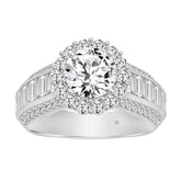 LADIES RING 3 3/4CT ROUND/BAGUETTE DIAMOND 14K WHITE GOLD (CENTER STONE ROUND DIAMOND 1 1/2CT )