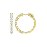 LADIES HOOP EARRINGS 2CT ROUND DIAMOND 14K YELLOW GOLD