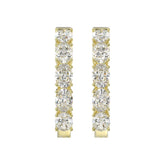 LADIES HOOP EARRINGS 2CT OVAL DIAMOND 14K YELLOW GOLD