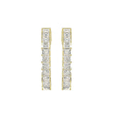 LADIES HOOP EARRINGS 2CT PRINCESS DIAMOND 14K YELLOW GOLD