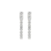 LADIES HOOP EARRINGS 2CT EMERALD DIAMOND 14K WHITE GOLD