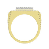 MEN'S RING 2CT ROUND/EMERALD DIAMOND 14K YELLOW GOLD
