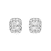 14K WHITE GOLD 1 1/2CT ROUND/EMERALD DIAMOND MEN'S EARRINGS