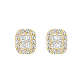 14K YELLOW GOLD 1 1/2CT ROUND/EMERALD DIAMOND MEN'S EARRINGS