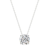 14K WHITE GOLD 1.00CT ROUND DIAMOND LADIES SOLITAIRE PENDANT WITH UNDER-PASS CHAIN (CENTER STONE ROUND DIAMOND 1CT)