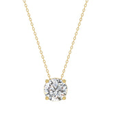 14K YELLOW GOLD 1.00CT ROUND DIAMOND LADIES SOLITAIRE PENDANT WITH UNDER-PASS CHAIN (CENTER STONE ROUND DIAMOND 1CT)