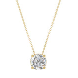 14K YELLOW GOLD 1.00CT ROUND DIAMOND LADIES SOLITAIRE PENDANT WITH UNDER-PASS CHAIN (CENTER STONE ROUND DIAMOND 1CT)