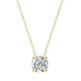 14K YELLOW GOLD 1.00CT ROUND DIAMOND LADIES SOLITAIRE PENDANT WITH UNDER-PASS CHAIN (CENTER STONE ROUND DIAMOND 1CT)