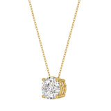 14K YELLOW GOLD 1.00CT ROUND DIAMOND LADIES SOLITAIRE PENDANT WITH UNDER-PASS CHAIN (CENTER STONE ROUND DIAMOND 1CT)