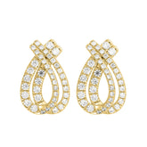 14K YELLOW GOLD 2CT ROUND DIAMOND LADIES EARRINGS