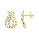 14K YELLOW GOLD 2CT ROUND DIAMOND LADIES EARRINGS