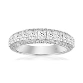 14K WHITE GOLD 1 1/2CT ROUND/PRINCESS DIAMOND LADIES RING