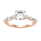 14K ROSE GOLD 1 3/4CT ROUND/MARQUISE DIAMOND LADIES RING (CENTER STONE ROUND DIAMOND 1CT )