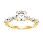 14K YELLOW GOLD 1 3/4CT ROUND/MARQUISE DIAMOND LADIES RING (CENTER STONE ROUND DIAMOND 1CT )