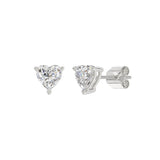 14K WHITE GOLD 1CT HEART DIAMOND LADIES SOLITAIRE EARRINGS