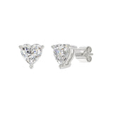 14K WHITE GOLD 2CT HEART DIAMOND LADIES SOLITAIRE EARRINGS