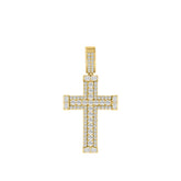 MEN'S CHARM PENDANT 3CT ROUND/EMERALD DIAMOND 14K YELLOW GOLD